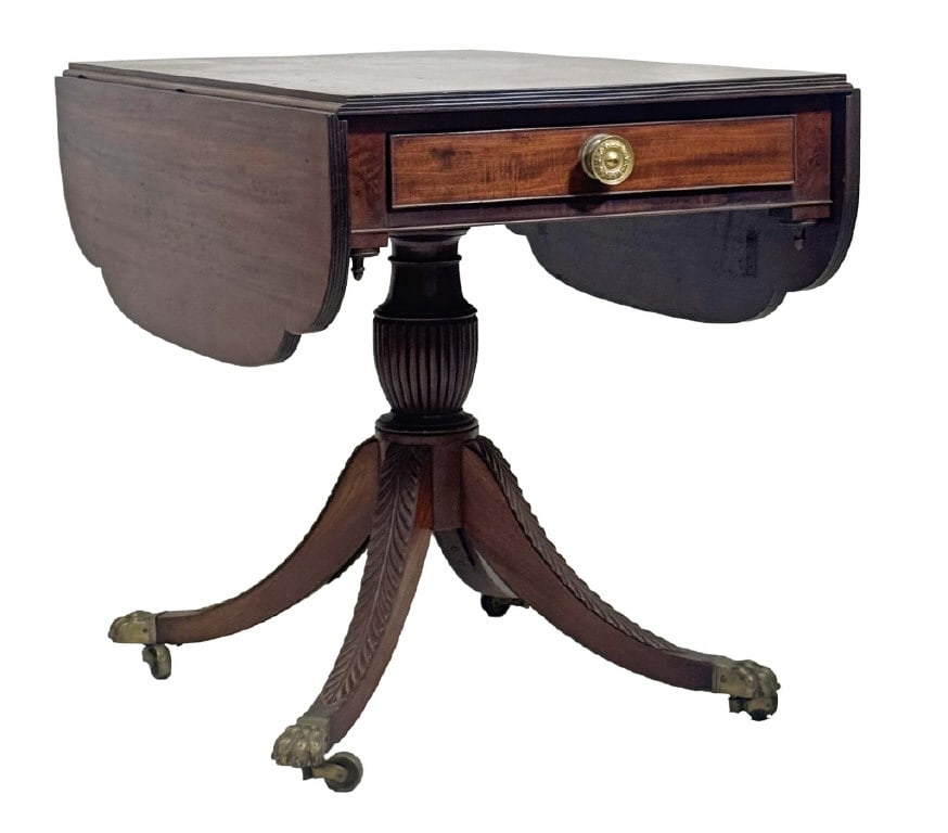 NY MAHOGANY PEMBROKE TABLE ATTRIB. TO DUNCAN PHYFE WORKSHOP 30 3/4" X 37" X 25 1/4" CLOSED 47" OPEN (1 of 8)