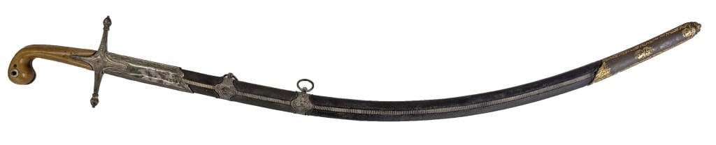 SILVER MOUNTED TURKISH SABER W/ HORN GRIP 38" OVERALL (1 of 13)