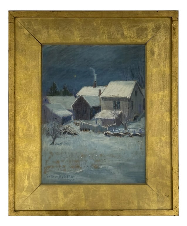 NOCTURAL PASTEL, ARTHUR B. WILNER,1904 "THE EVENING STAR" 17" X 13" SITE SIZE (1 of 5)