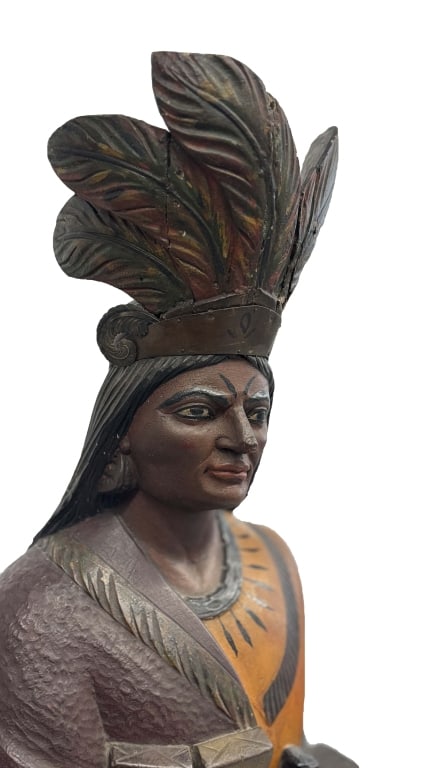 19THC. TOBACCONIST FIGURE IN OLD SURFACE ATTRIBUTED TO ROBB, NYC 59" TALL - 4