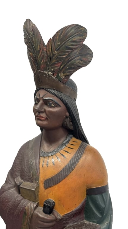 19THC. TOBACCONIST FIGURE IN OLD SURFACE ATTRIBUTED TO ROBB, NYC 59" TALL - 5