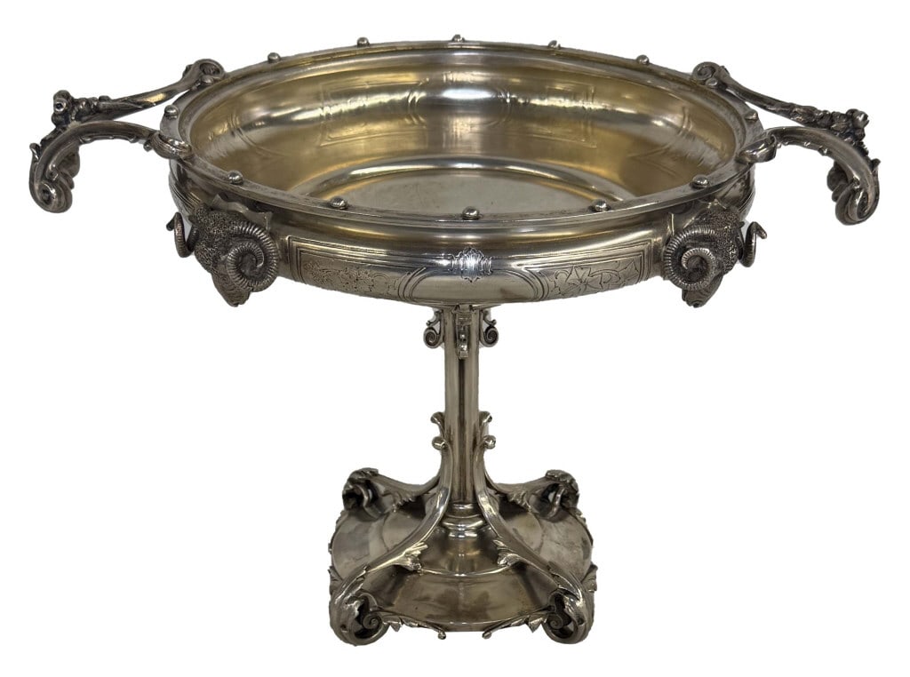 MID 19THC NEOCLASSICAL SILVER PEDESTAL CENTERPIECE MARKED COIN ON BASE 8" X 13" APPROX. 44.9 TROY OZ (1 of 7)