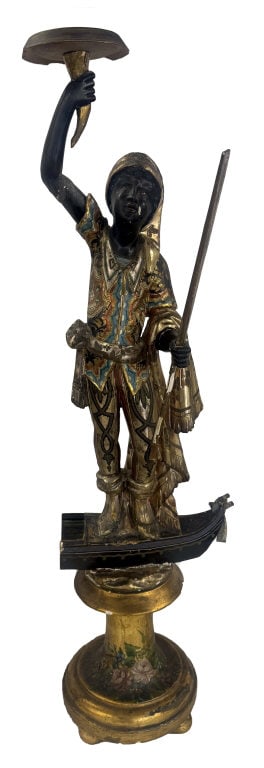 19THC. BLACKAMOOR WITH REPAIRS, 39 5/8" TALL (1 of 6)