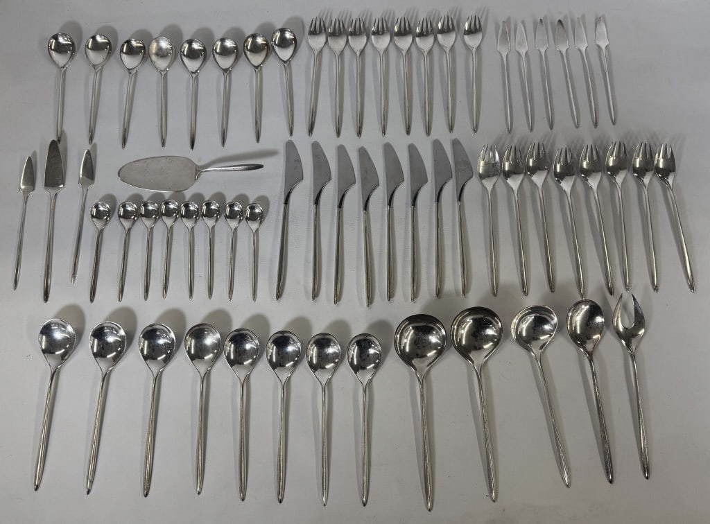 DANISH STERLING FLATWARE BY COHN "TRINITA" PATTERN DESIGNED BY HJORDIS HAUGAARD C. 1960 APPROX, 72 (1 of 4)