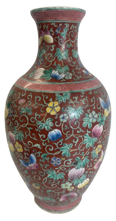 SINGLE REPUBLIC PERIOD CHINESE BROWN GLAZE VASE 14 3/4" TALL (1 of 3)