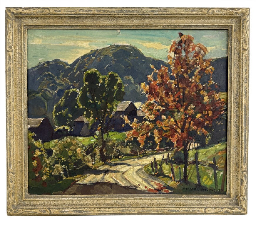 OIL / CANVAS SGND W. LESTER STEVENS, N.A. "AUTUMN SCENERY" 19 3/4" X 23 7/8" (1 of 6)