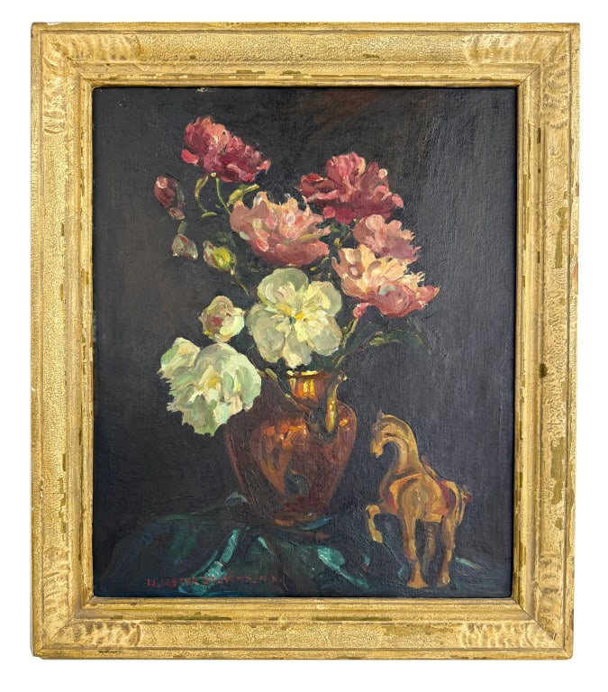 OIL / PANEL W. LESTER STEVENS N.A., STILL LIFE OF FLOWERS 24" X 20": OIL / PANEL W. LESTER STEVENS N.A., STILL LIFE OF FLOWERS 24" X 20"
