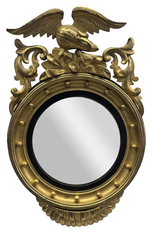 C. 1810 EAGLE CRESTED CONVEX MIRROR 36" X 24" OVERALL (1 of 4)