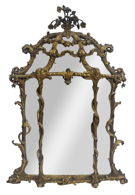 ITALIAN ROCOCO OVERMANTEL MIRROR, 54" TALL X 38" X 6" DEEP (1 of 6)