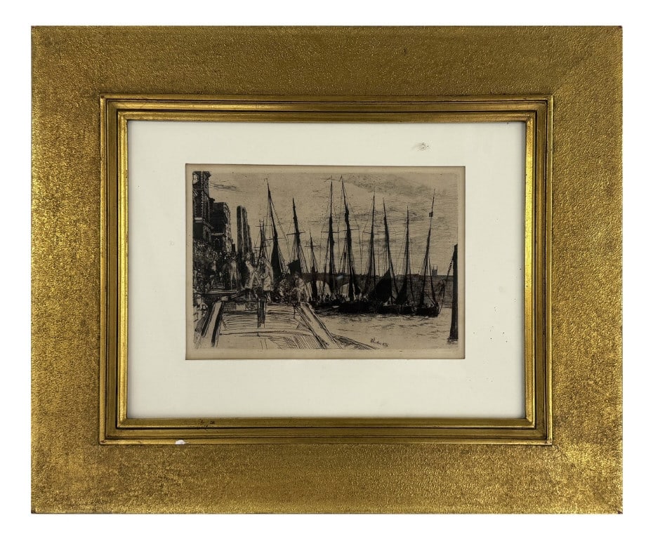 JAMES ABBOTT MCNEIL WHISTLER "BILLINGSGATE" SIGNED IN PLATE & DATED 1859 8 3/4" X 6" PLATE SIZE (1 of 8)