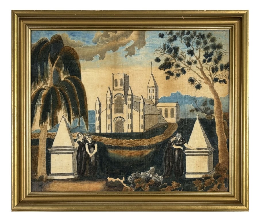 19THC. WATERCOLOR MEMORIAL THEORUM 17" X 21" W/O FRAME: 19THC. WATERCOLOR MEMORIAL THEORUM 17" X 21" W/O FRAME