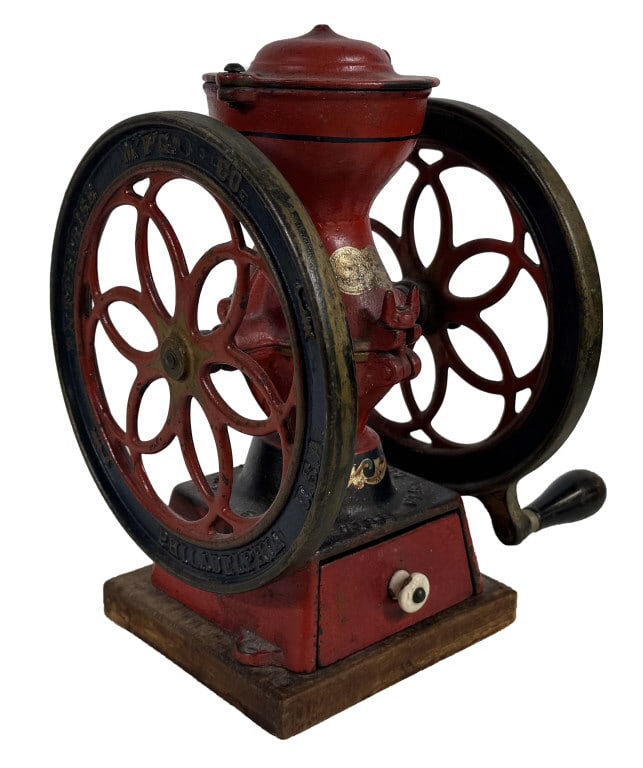ENTERPRISE DOUBE WHEEL COFFEE MILL, ORIGINAL PAINT 13" X 11" (1 of 9)