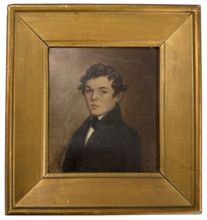 SMALL PORTRAIT OF A YOUNG MAN W/ ARTIST SKETCH IN VERSO , 19THC. AMERICAN 7" X 6" (1 of 6)