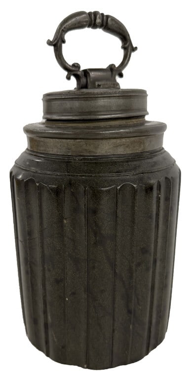 17TH OR 18THC. NUREMBERG STONE VESSEL WITH PEWTER LID 9" TALL (1 of 8)