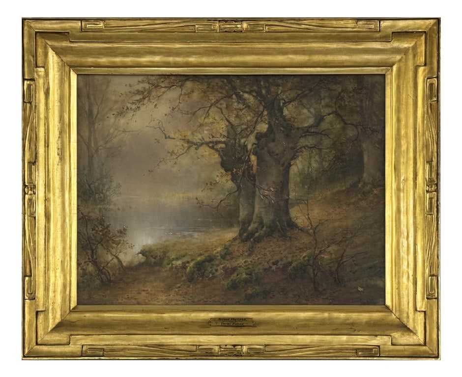 WATERCOLOR SIGNED TAYLOR IRELAND (1894 - 1921) "ACROSS THE LAKE BURNHAM BEECHES" 18" X 24" (1 of 8)