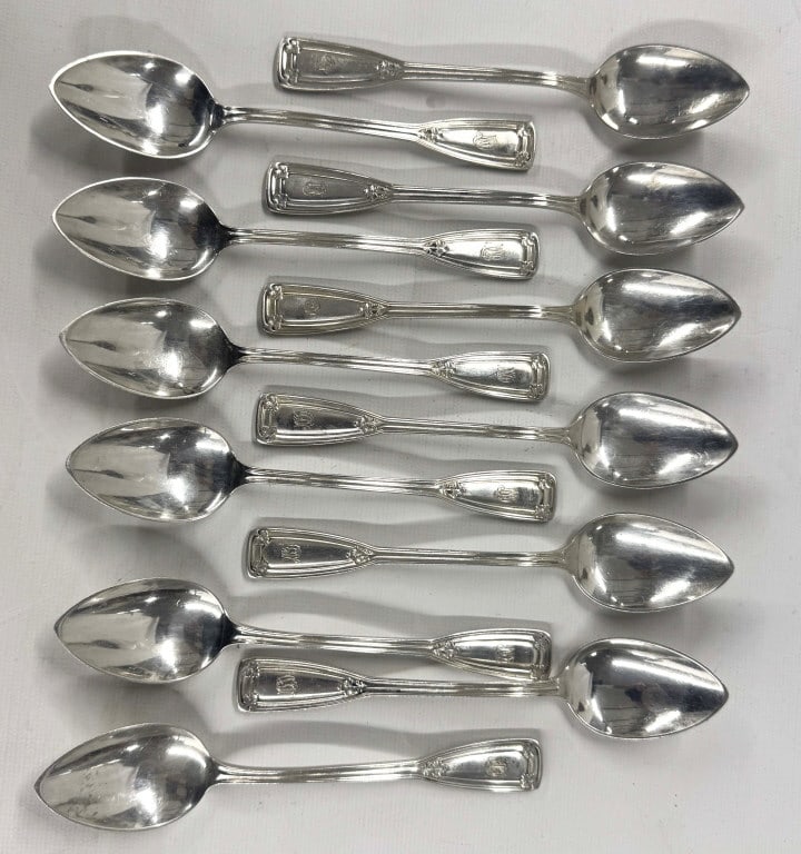 12 TIFFANY ST. DUNSTON PATTERN TEASPOONS APPROX. 13.9 TROY OZ (1 of 4)