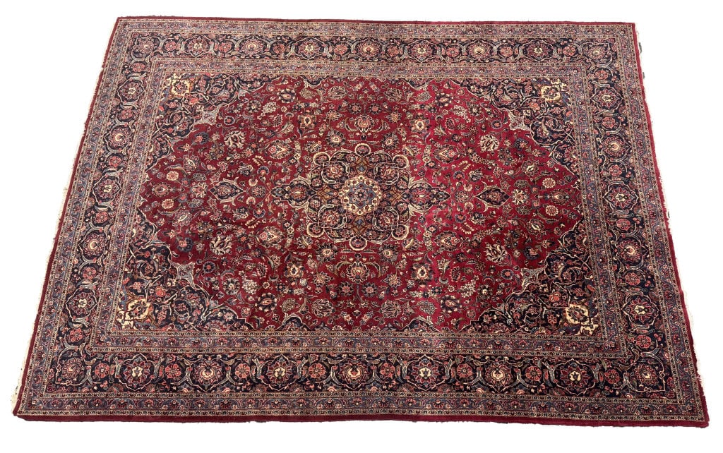 ROOMSIZE KASHAN CARPET, IRANIAN C. 1960'S 107" X 147" (1 of 4)