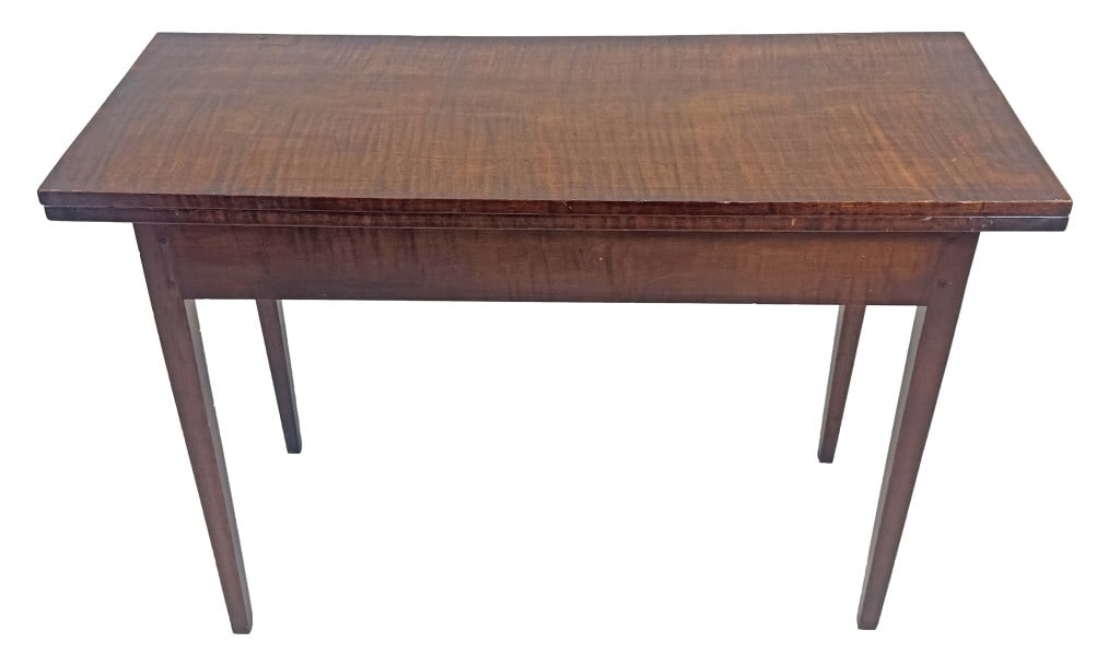 TIGER MAPLE COUNTRY HEPPLEWHITE CARD TABLE 28 1/2" X 41" X 17" CLOSED (1 of 8)