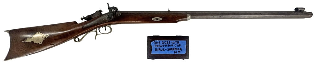 B. W. AMSDEN SARATOGA PERCUSSION CAP TARGET RIFLE W/ OCTAGONAL 30" BARREL (1 of 8)