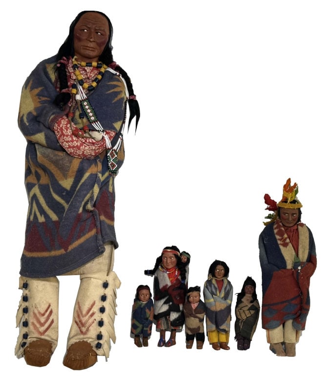 7 NATIVE AMERICAN SKOOKUM DOLLS, TALLEST 35" THE SHORTEST 6 1/2" (1 of 4)