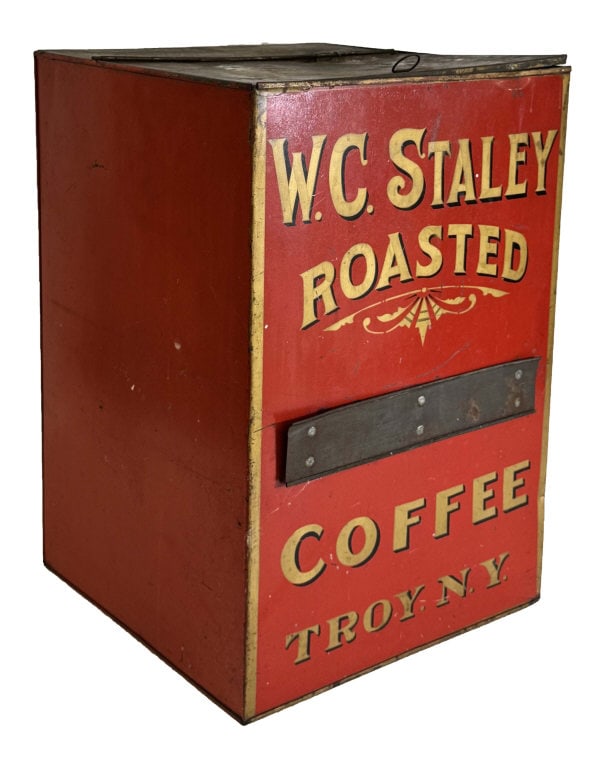 W. C. STALEY ROASTED COFFEE, TROY NY , STORE TIN 20" X 13 3/8" X 13 1/2" (1 of 4)