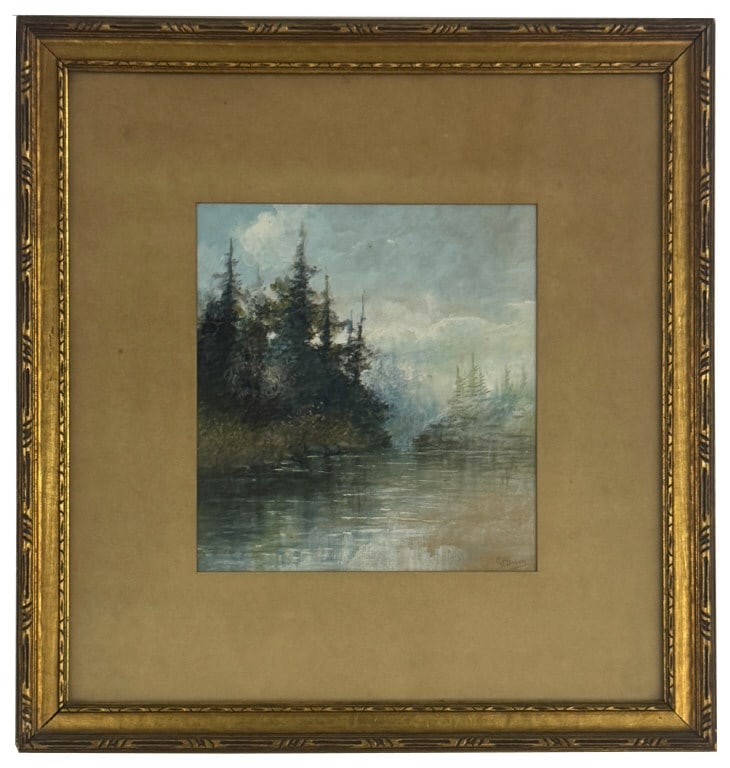 WATERCOLOR "DEER LAKE" BY GEORGE FRANK DIXON (1864- 1940) 7 1/2" X 8" (1 of 5)