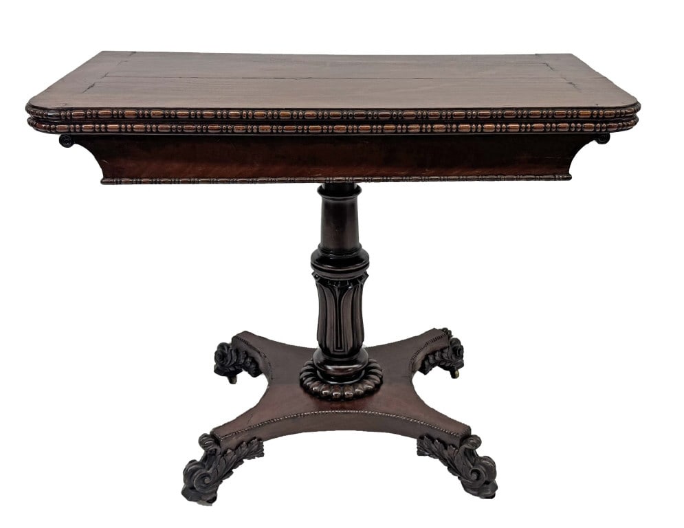 FEDERAL CARD TABLE W/ EGG & DART MOLDING 29" TALL X 36 1/2" X 14 1/4" (1 of 7)