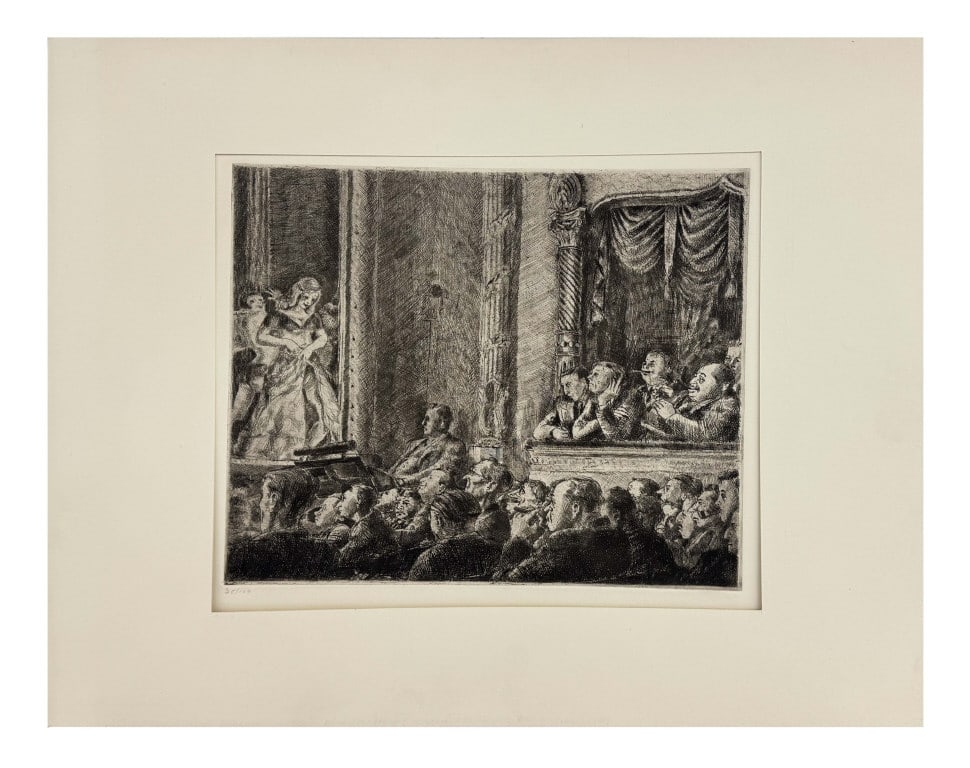 REGINALD MARSH, WHITNEY EDITION 35/100 "IRVING PLACE BURLESK" 1930 11 3/4" X 9 3/4" (1 of 9)