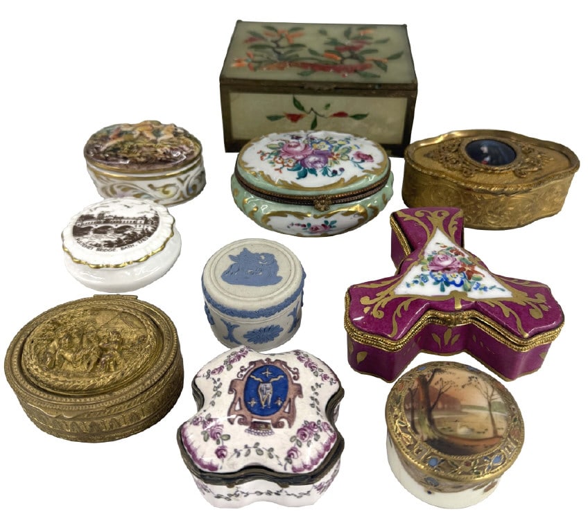 10 ASSORTED BOXES INC. LIMOGES, CAPODIMONTE, JADE, ENGLISH, ETC. (1 of 11)