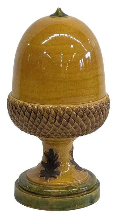 GLAZED TERRA COTTA ACORN GARDEN ORNAMENT SIGNED ABIGAILS, ITALY 25" X 13" (1 of 4)