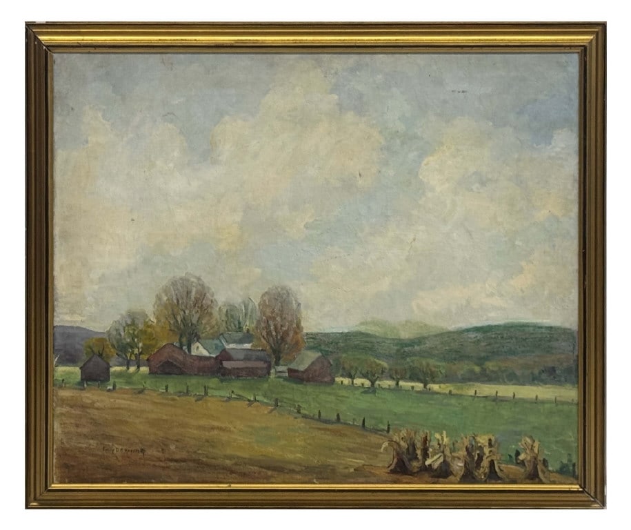 OIL/CANVAS EMILY D. B. HOYSTRADT "RURAL LANDSCAPE" (1893- 1993) KINGSTON NY ARTIST 25" X 30" (1 of 5)