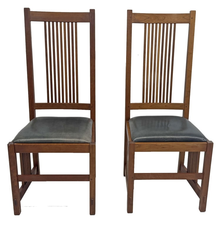 2 STICKLEY PRAIRIE SCHOOL SIDE CHAIRS 45" X 17 5/8" X 17 3/4" (1 of 5)