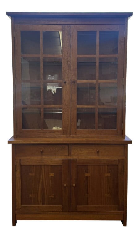 CONTEMPORARY STICKLEY CHINA CABINET, LIGHTED WITH GLASS SHELVES 81 1/2" X 47" X 18" (1 of 5)