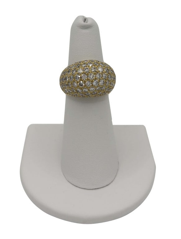 18KT YELLOW GOLD DOME RING WITH PAVE DIAMONDS RING SIZE 6 1/2 APPROX. 8.9 DWT: 18KT YELLOW GOLD DOME RING WITH PAVE DIAMONDS RING SIZE 6 1/2 APPROX. 8.9 DWT