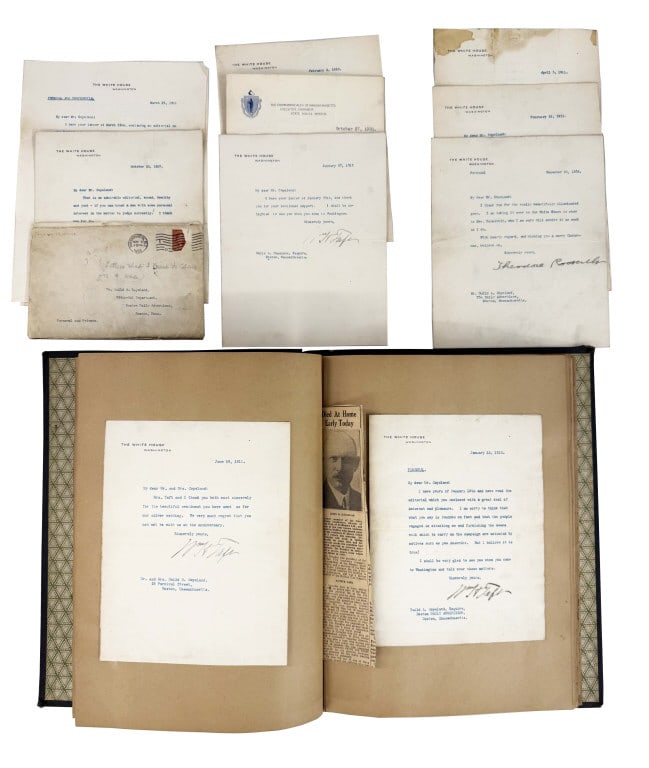 ALBUM OF PRESIDENTIAL LETTERS ON WHITE HOUSE STATIONARY, TAFT, ROOSEVELT, WILSON, COOLIDGE, (1 of 7)
