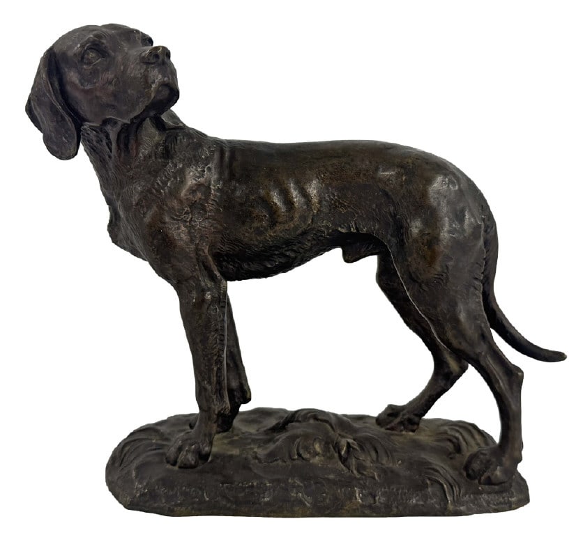 19THC. FRENCH BRONZE OF A HUNTING DOG 7 1/2" X 8 1/2": 19THC. FRENCH BRONZE OF A HUNTING DOG 7 1/2" X 8 1/2"
