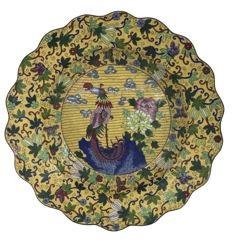 EARLY REPUBLIC PERIOD CHINESE CLOISONNE CHARGER 21": EARLY REPUBLIC PERIOD CHINESE CLOISONNE CHARGER 21"
