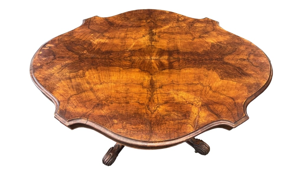CIRCASSIAN WALNUT TILT TOP BREAKFAST TABLE - 4