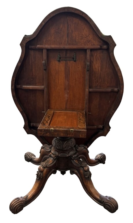 CIRCASSIAN WALNUT TILT TOP BREAKFAST TABLE - 5