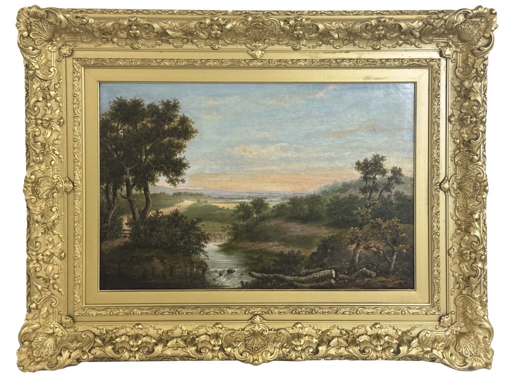 OIL/ CANVAS EXPANSIVE LANDSCAPE, SGND INDISTICTLY 16" X 24": OIL/ CANVAS EXPANSIVE LANDSCAPE, SGND INDISTICTLY 16" X 24"