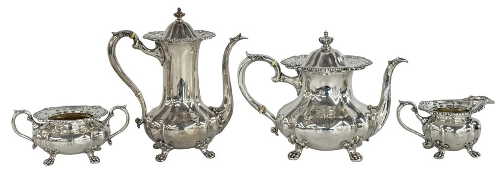 BLACK STARR & FROST STERLING SILV. TEA & COFFEE SET. 4 PCS APPROX. 88 TROY OZ (1 of 10)