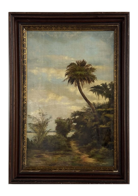 O/C "PALM TREE" ATTRIB. TO BEN AUSTRIAN, UNSGND 20 1/2" X 13 1/2" (1 of 6)