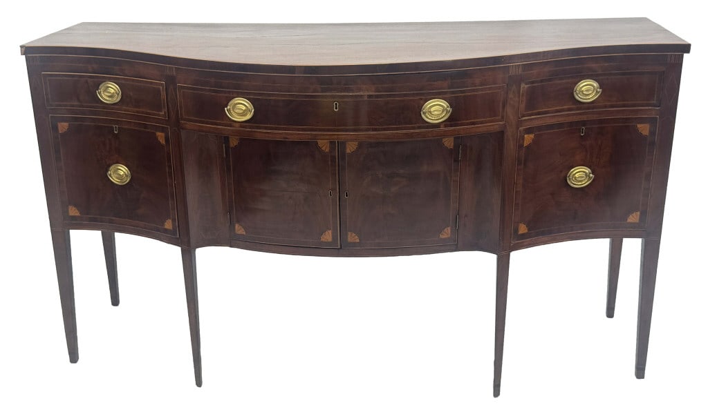 C. 1790 NYC HEPPLEWHITE SIDEBOARD WITH FAN & LINE INLAYS 40" X 72" X 21" (1 of 7)