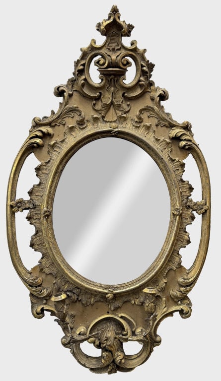 C. 1830 OVAL GIRONDOLE MIRROR WITH CANDLE ARMS 441/2" X 26 1/2" X 5" DEEP (1 of 4)