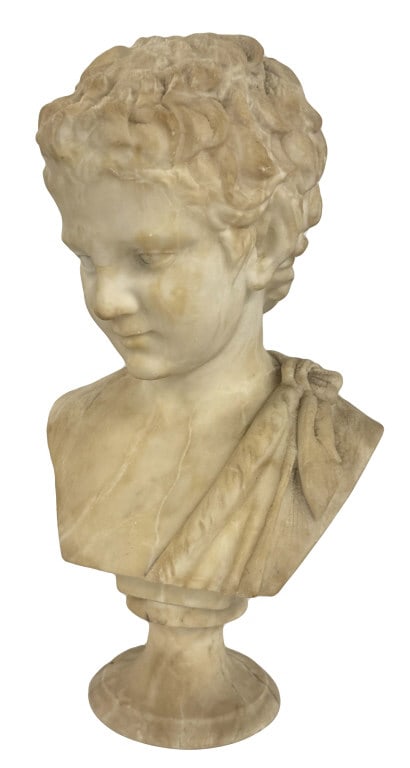 NEO CLASSICAL MARBLE BUST OF A YOUNG MAN SOCLE REPAIR 18" X 10" X 8" (1 of 4)