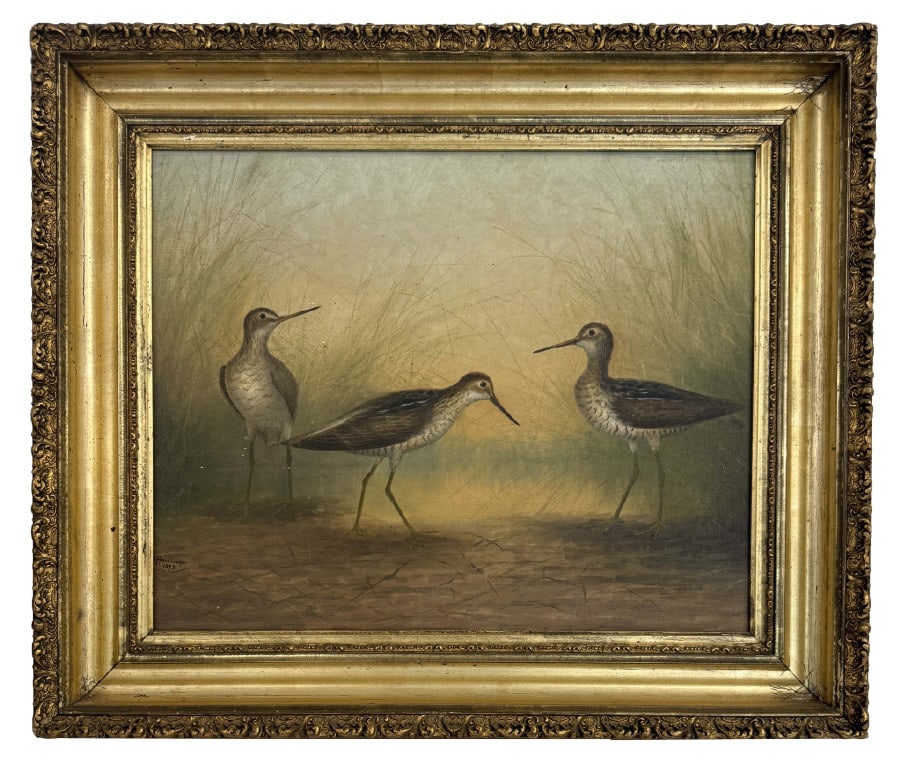 O/C "SHORE BIRDS" SGD G R HARDENBERGH & DATED 1892 GERARD RUTGERS HARDIENBERG (1855-1915) 16" X (1 of 7)