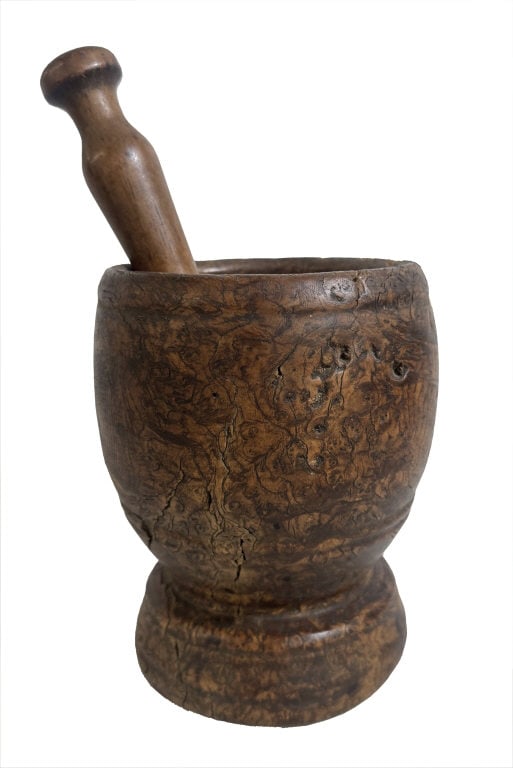 BURLWOOD MORTAR & PESTLE , MORTAR 7 1/2' X 6" (1 of 5)