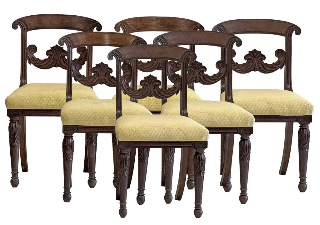SET OF 6 BOSTON LATE FEDERAL CHAIRS WITH CARVED SPLATS & LEGS 33" X 18" X 19": SET OF 6 BOSTON LATE FEDERAL CHAIRS WITH CARVED SPLATS & LEGS 33" X 18" X 19"
