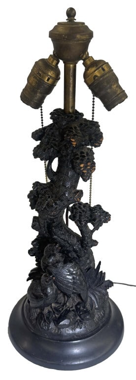 BLACK FOREST CARVED WOODEN LAMP 20" TALL OVERALL (1 of 5)