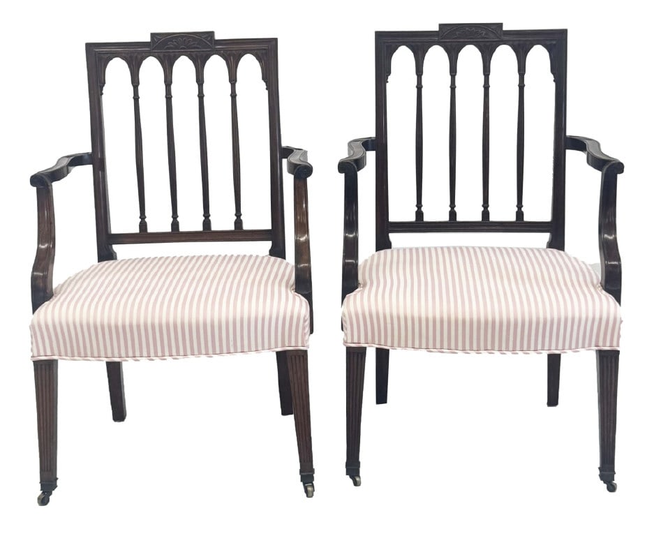PR OF SLOVER & TAYLOR FEDERAL ARM CHAIRS 36" X 22 1/2 " X 20" (1 of 3)